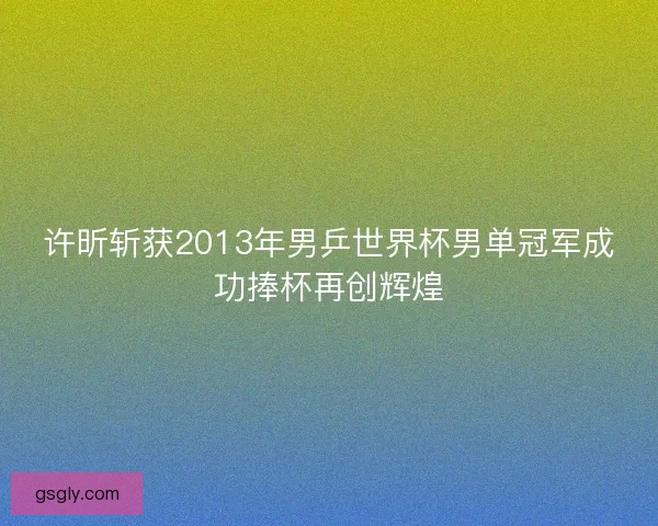 许昕斩获2013年男乒世界杯男单冠军成功捧杯再创辉煌